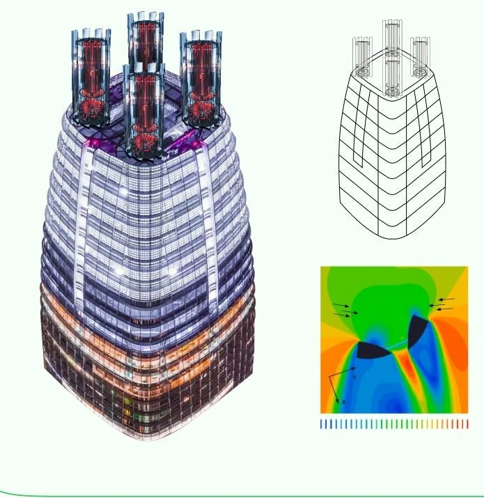 Концепт размещения генераторов X-Energy на крыше высотного здания